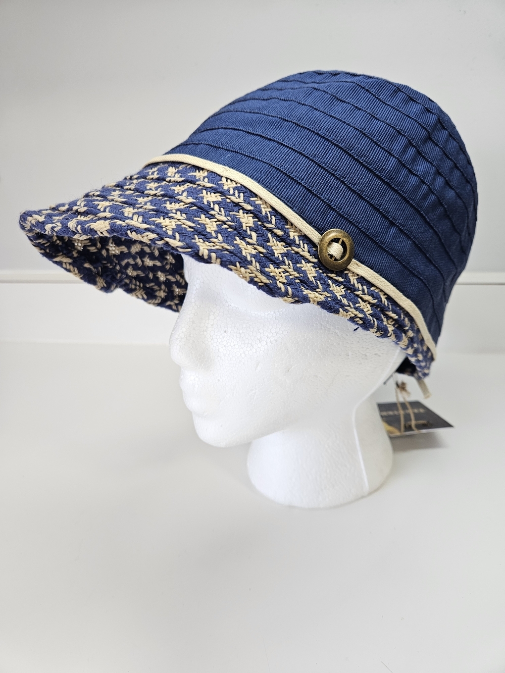 NEW Tarnish Nordstrom Navy Blue Face Saver Brim Hat Cap Made in Italy One Size